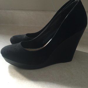 Mari A Black Velvet Wedge Heels Size  9.5